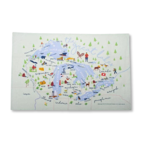 Great Lakes Map Tea Towel