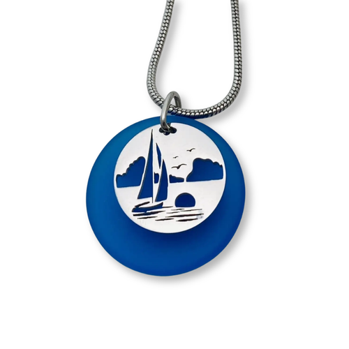 Sailboat Beach Glass Pendant