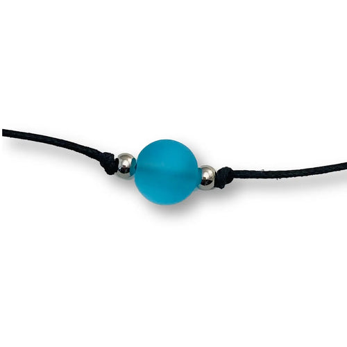 Beach Glass Bead Pull Cord Bracelet