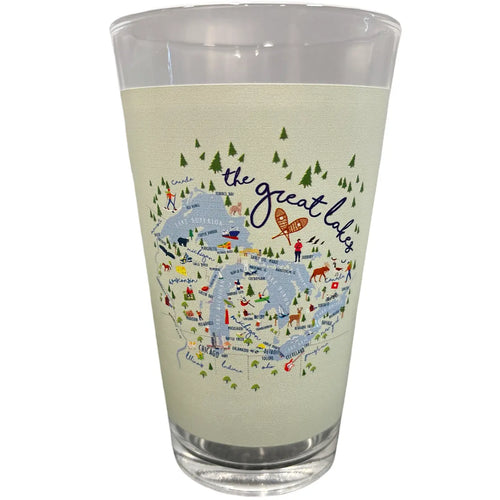 Great Lakes Map Pint Glass
