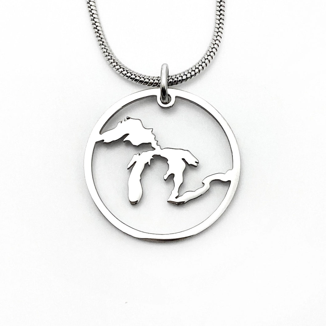 Great Lakes Outline Pendant Necklace