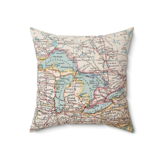 Great Lakes Map Pillow