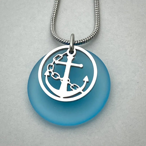 Anchor Beach Glass Pendant