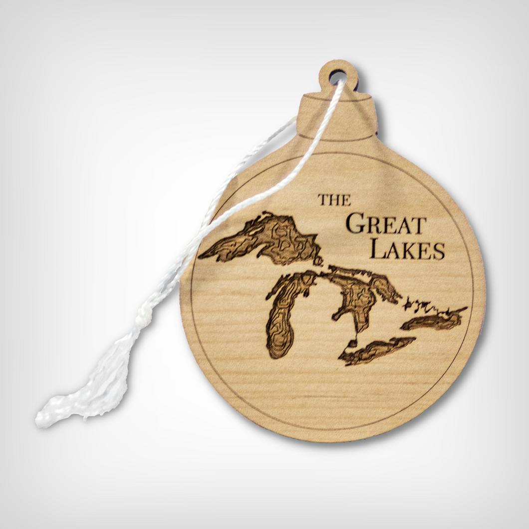 Great Lakes 3D Nautical Wood Map Ornament