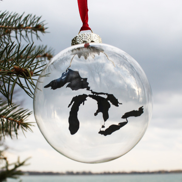 Great Lakes Silhouette Glass Ornament