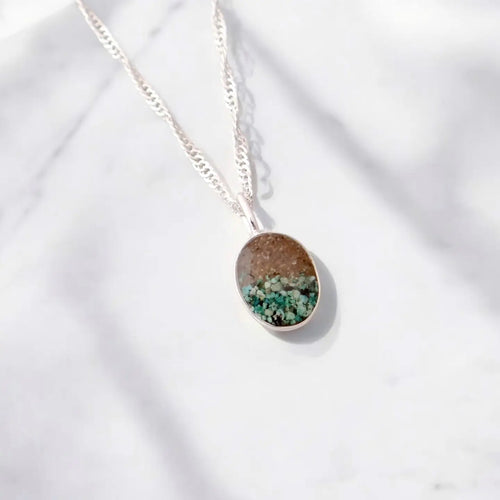 Aqua & Sand Oval Necklace