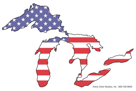 Great Lakes American Flag Sticker