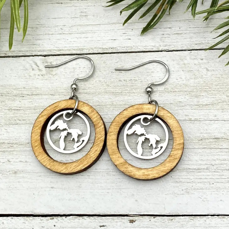 Great Lakes Wooden Hoop Earrings