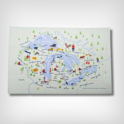 Great Lakes Map Tea Towel