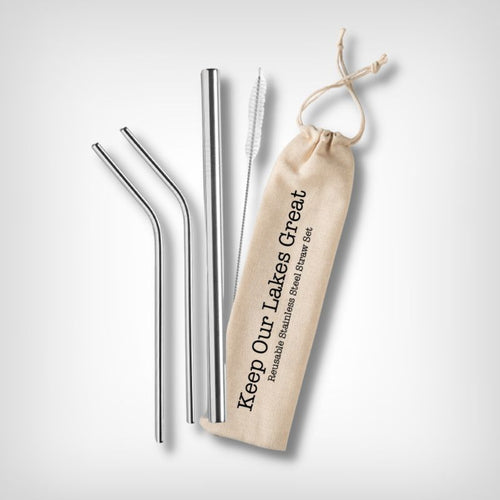 Keep Our Lakes Great Reusable Metal Straw Set