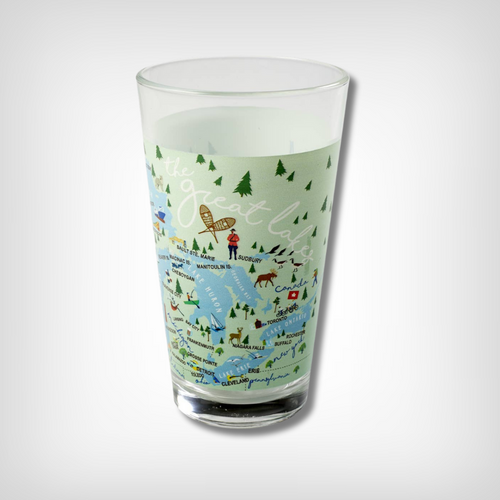Great Lakes Map Pint Glass