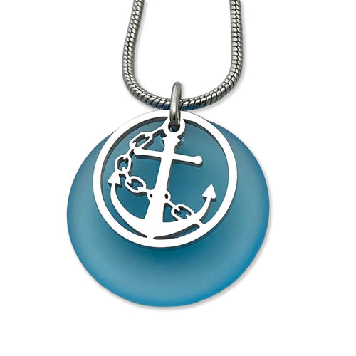 Anchor Beach Glass Pendant