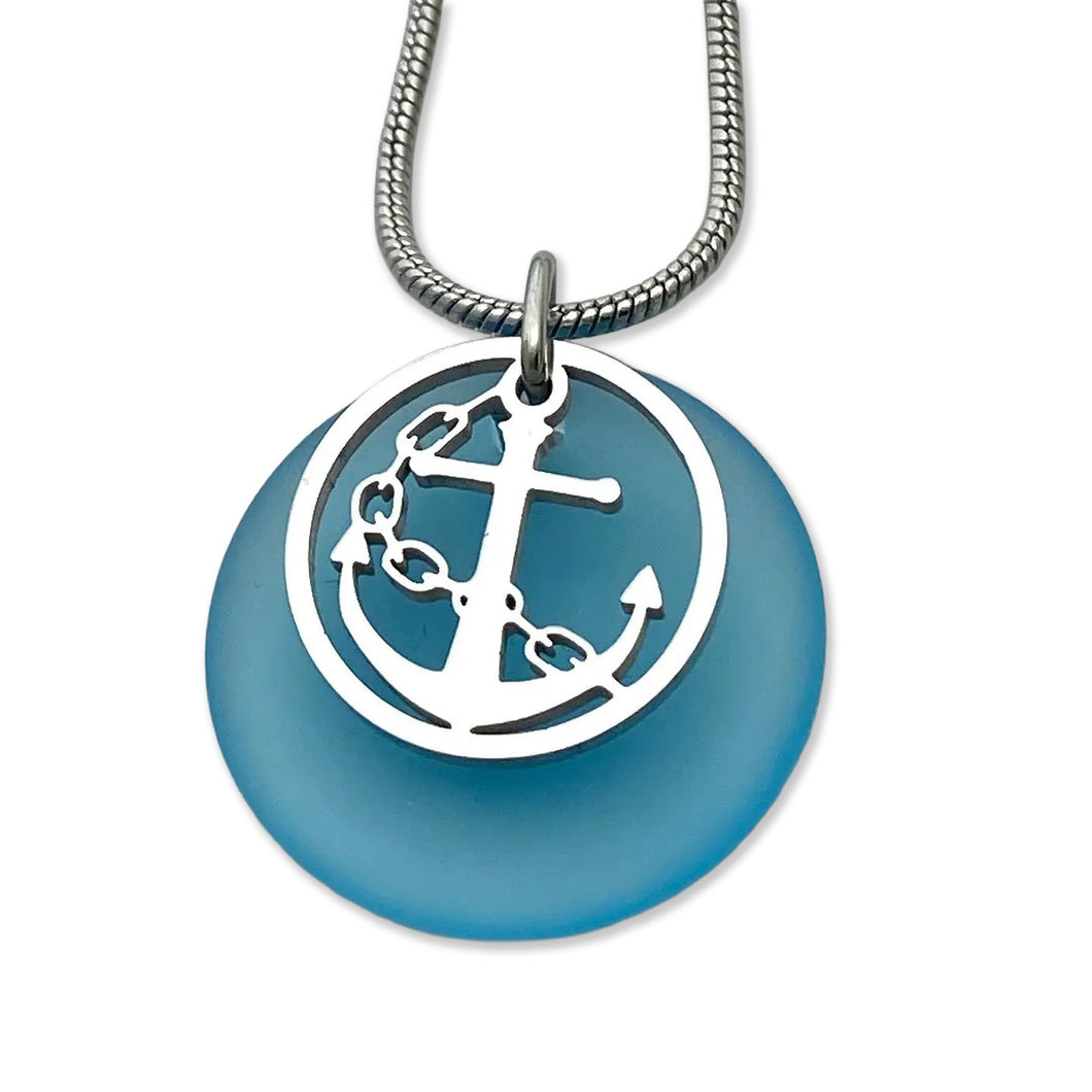 Anchor Beach Glass Pendant