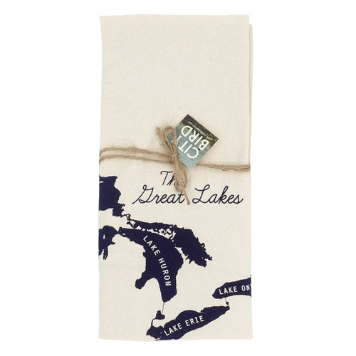 Illustrated Great Lakes Tea Towel