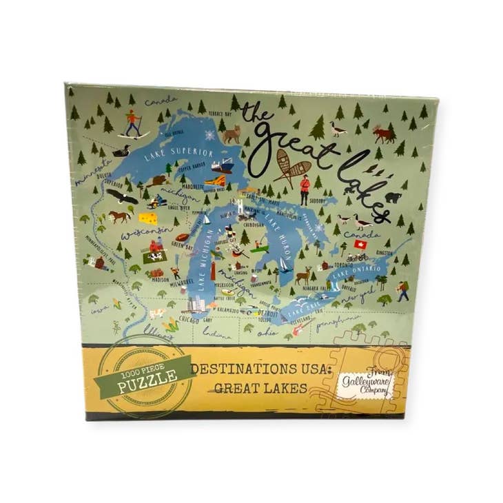 MyPuzzle Great Lakes: Lake Superior Vintage Poster - 1000 Piece Jigsaw Puzzle For Adults - View #8