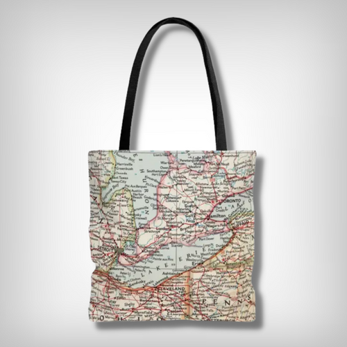 Lake Erie Map Tote Bag